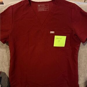 FIGS W Catarina V-Neck Scrub Top - Burgundy